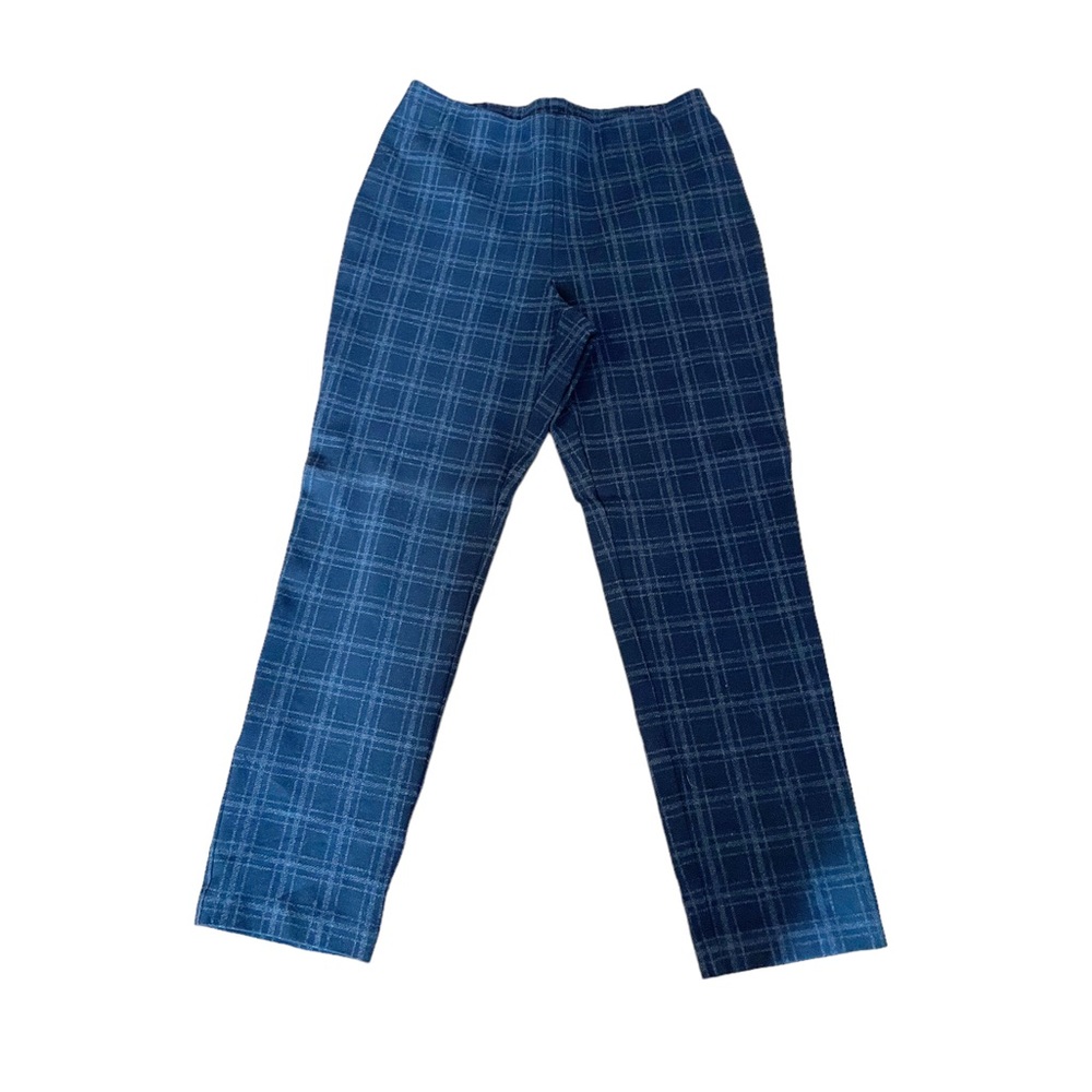 J. Jill Gray Plaid Knit Ponte Pant Slim Leg Size Large